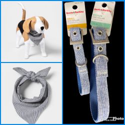 Metal Buckle  Adjustable Dog Collar (Sizes S & M) & 2 Matching Bandana-$10 EACH 2 PC SET