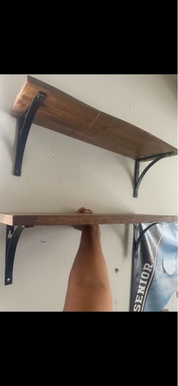 World Market Rustic Wood Wall Shelves with Metal Brackets