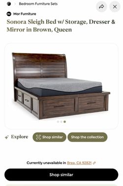 All wood bed frame with drawers