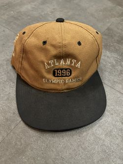 Vintage Atlanta Olympic 1996 Games Tan Leather Snapback Cap By Champion