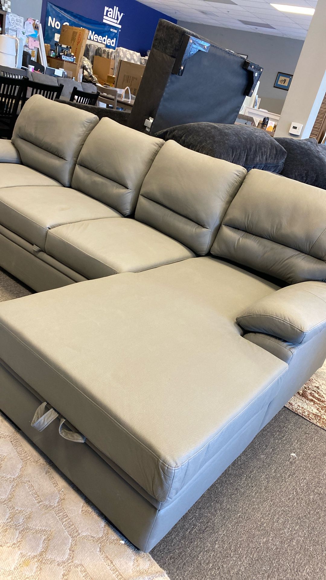 New Grey Sleeper Sofa With Storage Just arrived Must sell Can DELIVER