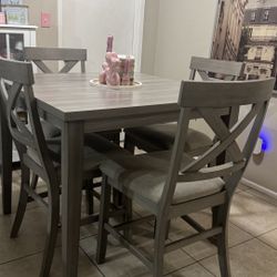 Gray dining room table