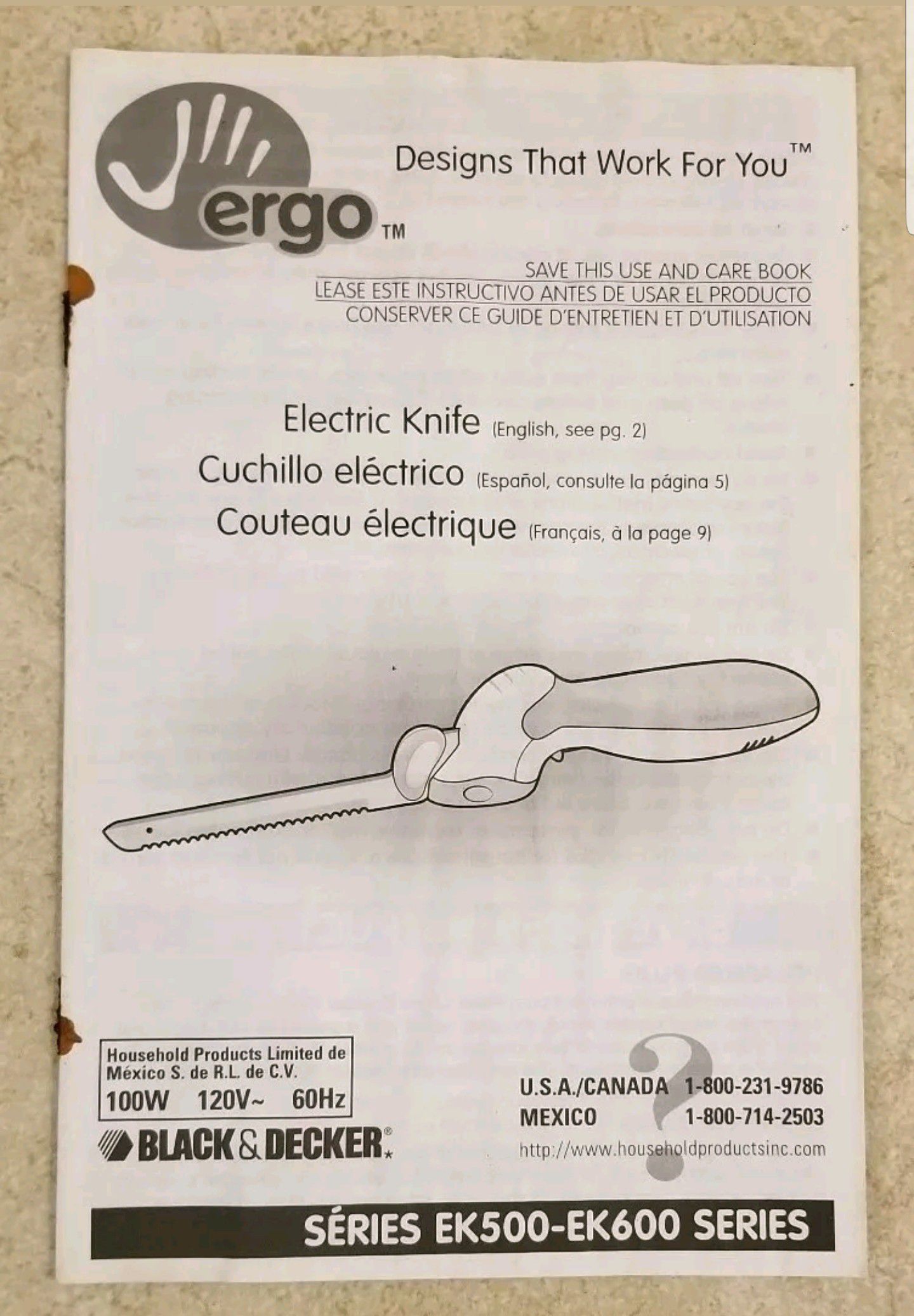 Black & Decker Ergo Electric Knife Set EK650 for Sale in Spring Hill, FL -  OfferUp