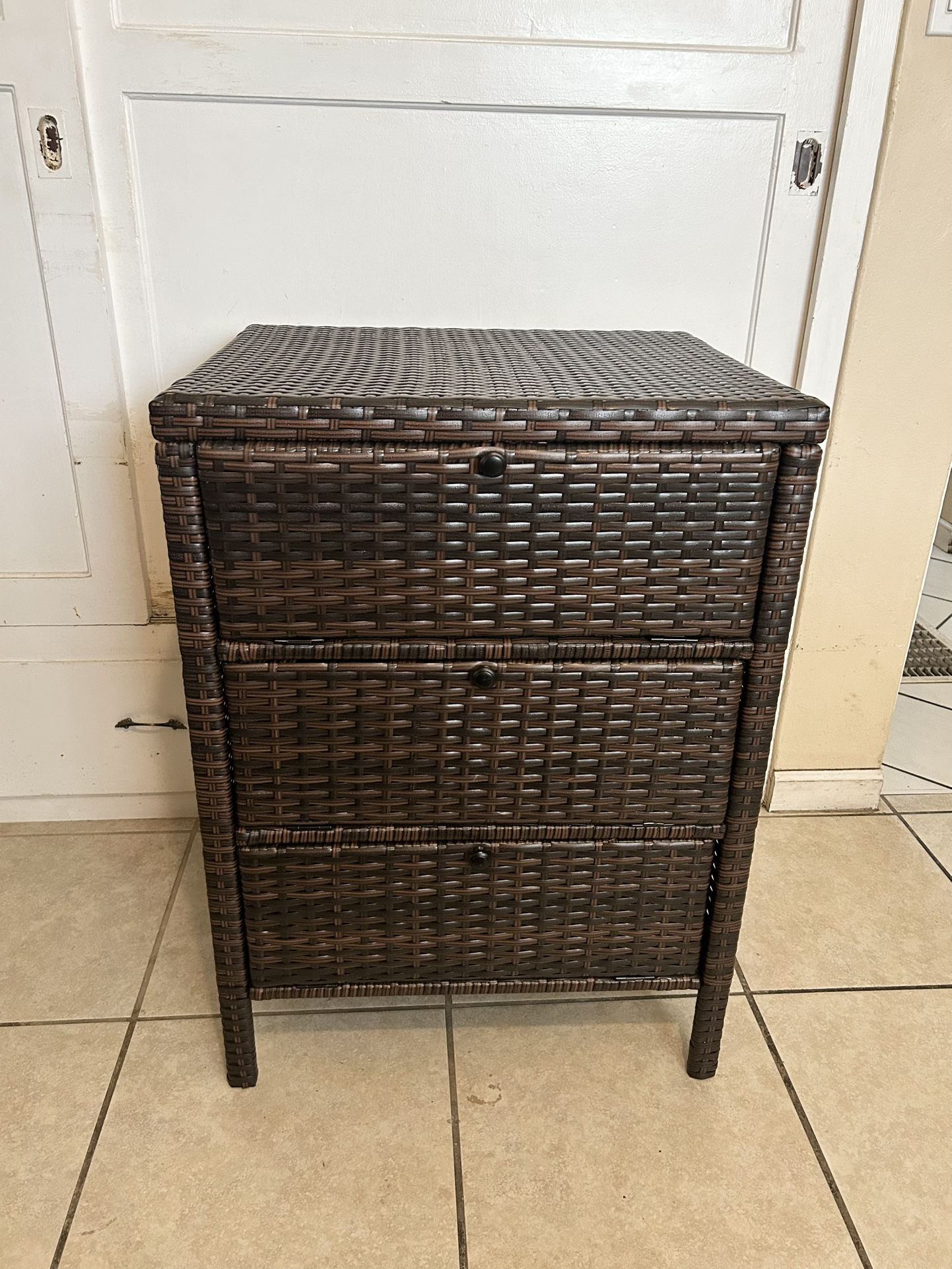 Rustic Rattan Storage Cabinet – 3 Drawer Wicker Furniture