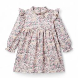 Janie and jack the unicorn garden riffled floral pink dress