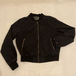 Ambiance Cotton Black Zip Bomber Jacket w/Pockets Womens Size M