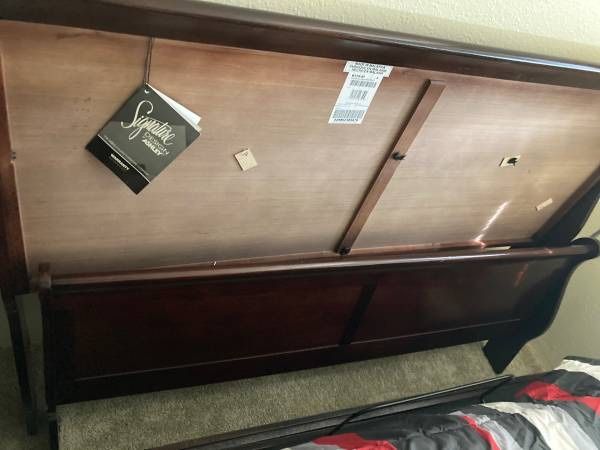 Solid Wooden Headboard And Queen Size Bed Frame For Sale