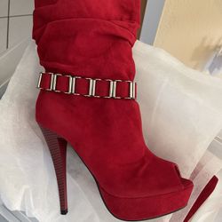 Red Stiletto Boots Like New Great Christmas Boots!