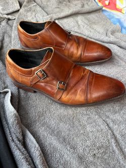 Brown Leather Double Monk Strap Dress Shoes