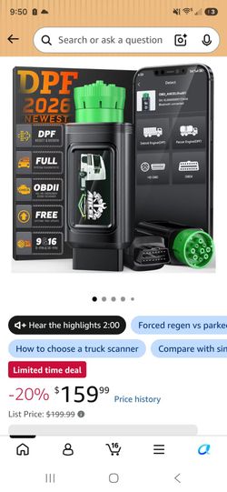 ANCEL HD110 Heavy Duty Truck Scanner with DPF Regen and Reset for Detroit Paccar Engine, Full System HDOBD & OBD2 Scanner for Diesel Trucks