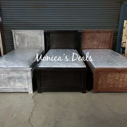 Twin Solid Wood Bed With Mattress $400