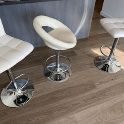 White Barstools - Set of 3, Adjustable