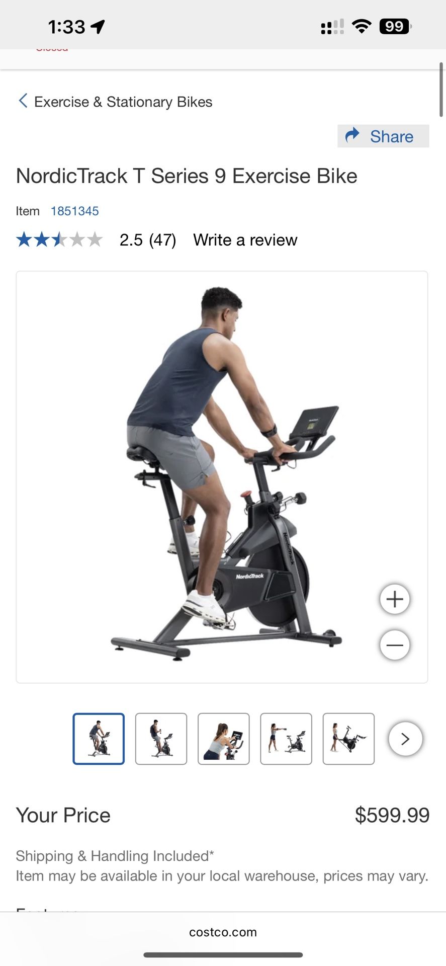 NordicTrack T Series 9 Exercise Bike
