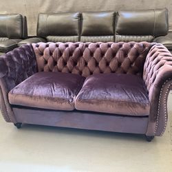 Velvet Chesterfeild Loveseat