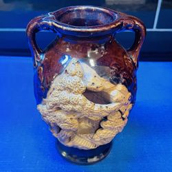 Vintage Banko Ware Carved Relief Japanese Pottery 