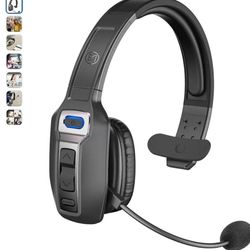 LEVN Bluetooth Headset with Microphone, Trucker Bluetooth Headset with AI Noise Cancelling & Mute Button, Wireless On-Ear Headphones 60 Hrs Working Ti