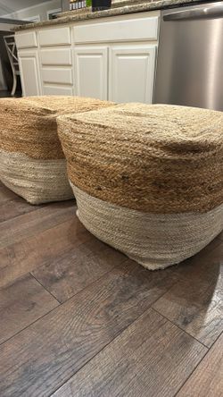 2 Jute Ottomans
