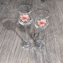(2) Flower Candle Holders 