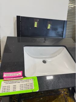 DIAMOND BLACK QUARTZ VANITY COUNTERTOP with UNDERMOUNT SINK (1-Hole) #P1121