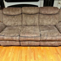 Suede Double reclining sofa