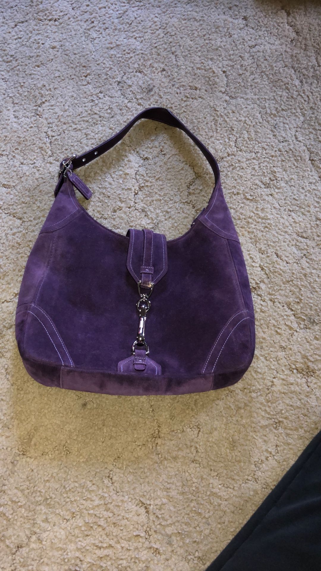 Coach Purple Suede Shoulder Purse