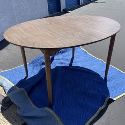Mid Century Vinyl Top Walnut Dining Table