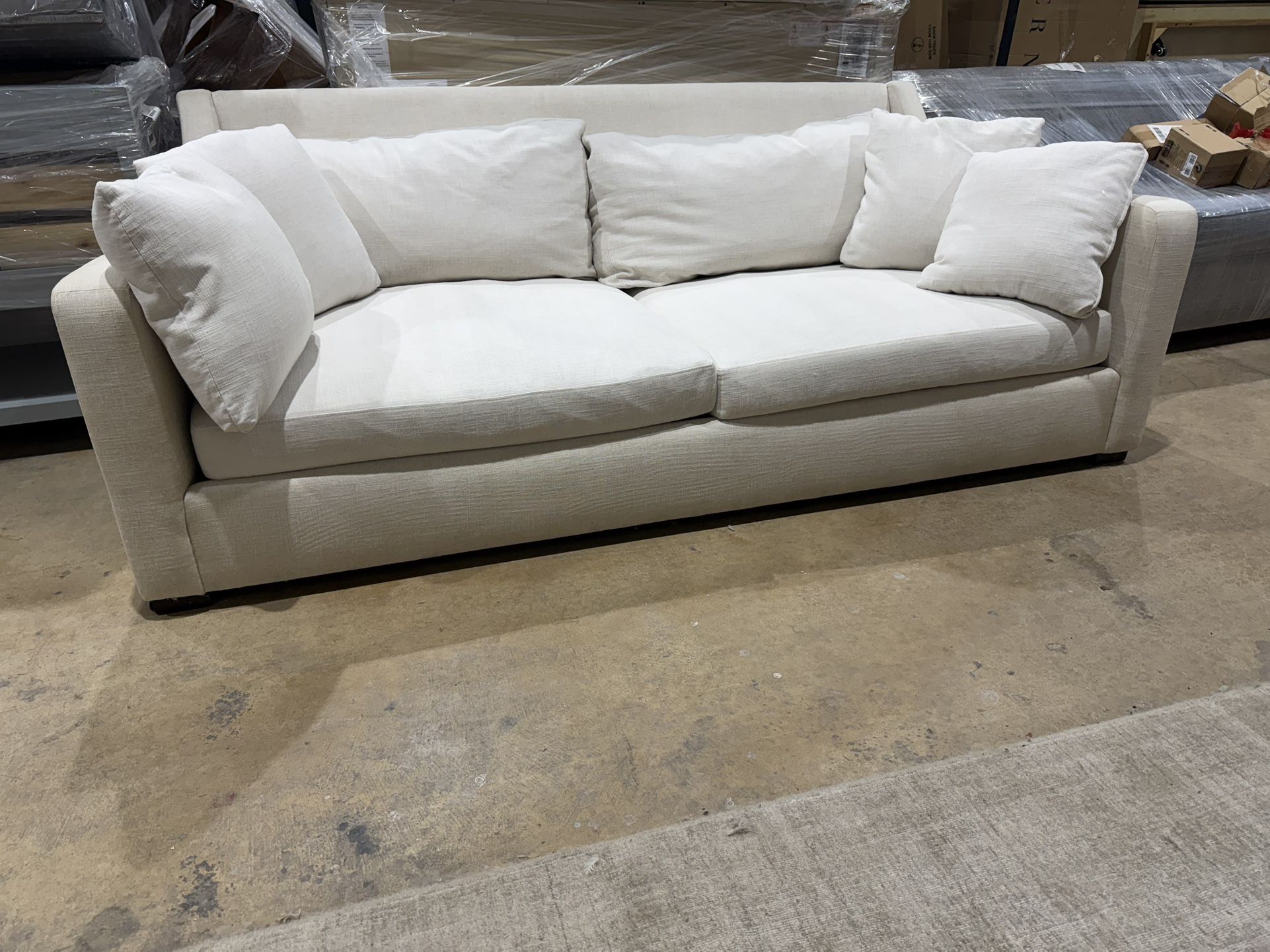 Crate & Barrel Sofa - Deep Seating - Cream Linen Fabric - Super Comfy - Cleaned - Delivery Available
