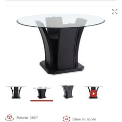 Black Wooden Table With Glass Top. White Leather Chair. 