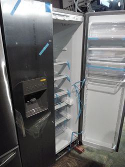 New Whirlpool scratch and dent 36" side by side doors fridge with 6 months warranty