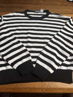 Lizsport Petite Striped 100% Cotton Sweater