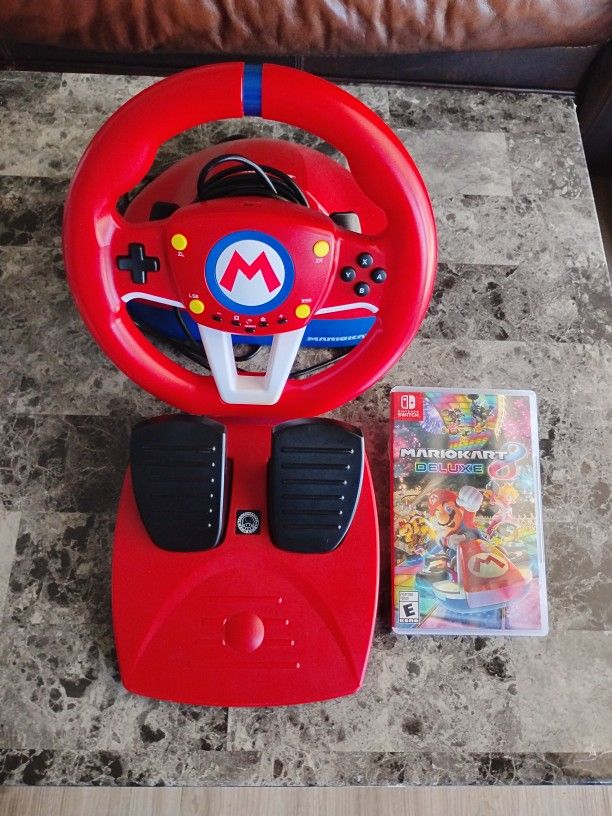 Nintendo Switch Mario Kart Steering Wheel w/ Mario Deluxe 8