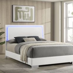 Queen Glossy Bed with LED Lights+ Delivery Available 🔥 