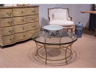 Essential Forms Clear/Antique Gold Round Coffee Table