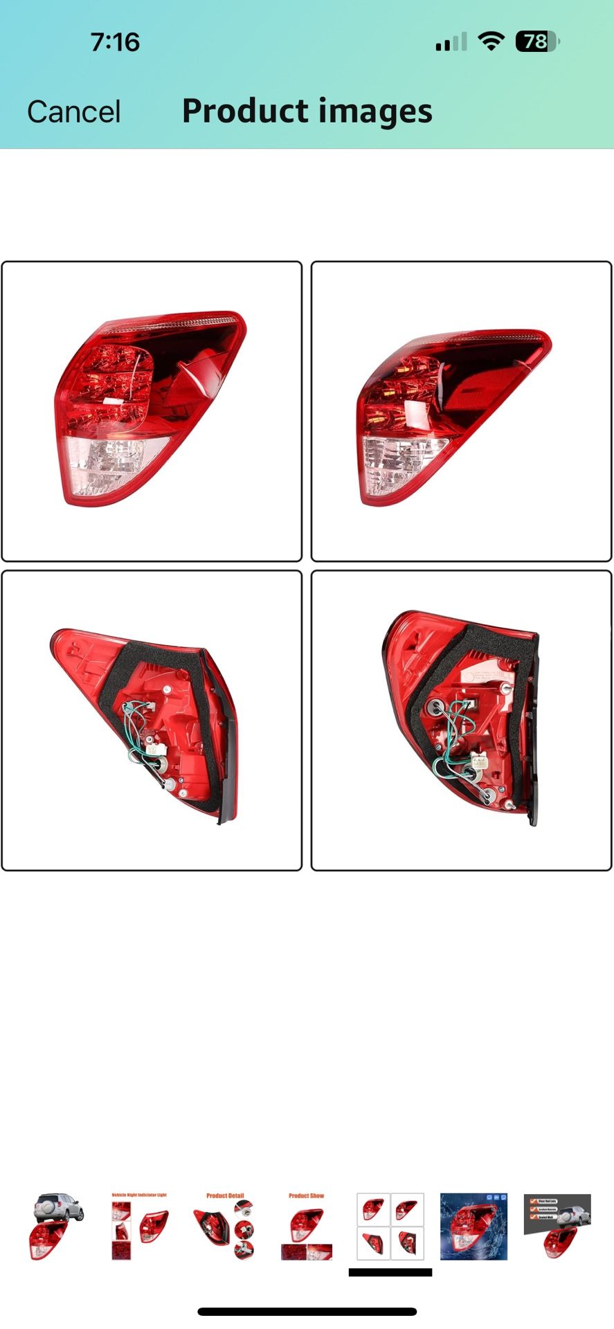 2007 RAV4 Tail Light Right Hand Side 