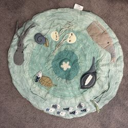 Crate & Barrel Ocean Play Mat with Sea Creature Appliques - Mint Green
