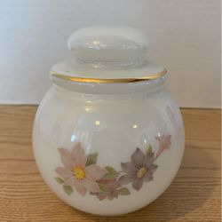 Vintage Lidded Ginger Jar - Floral Glass jar 5 inches B8