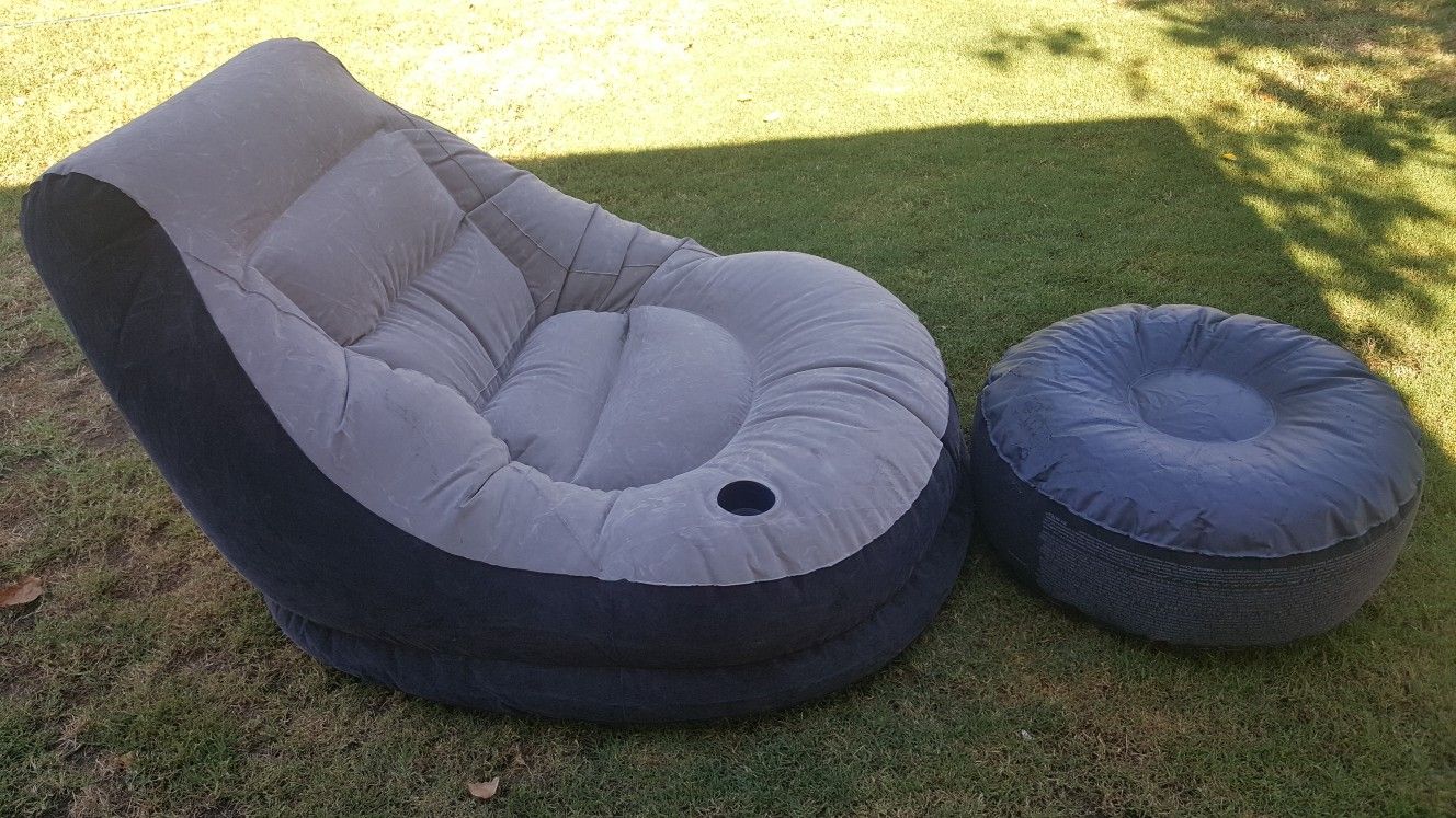 Find blow up chair with ottoman. In very good condition.