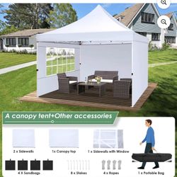 COBIZI 10x10 Pop-Up Canopy Tent (3x3M) with 4 Sidewalls, Waterproof Outdoor Gazebo, UV50+ Protection, White