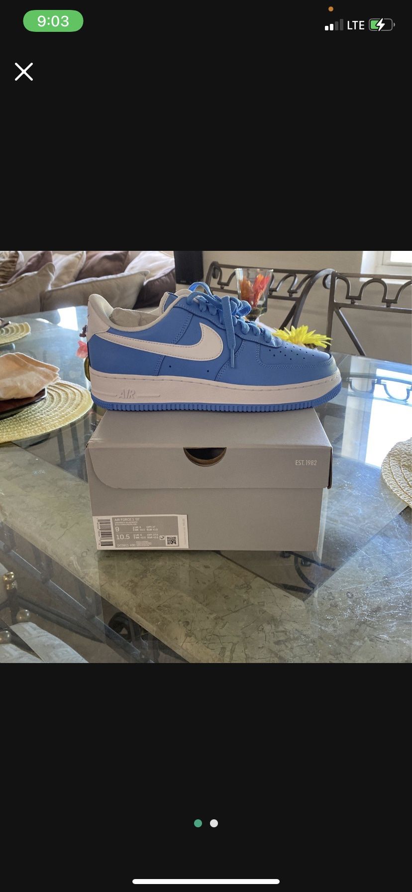 Baby Blue &white Air Force 1’s Size 9