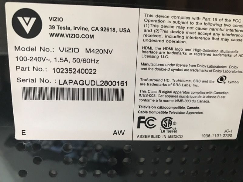 VIZIO M420NV 42inch Class Edge Lit Razor LED LCD HDTV (1080p) for Sale