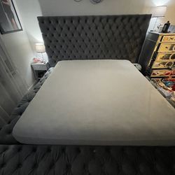 Grey King Size Storage Bed 