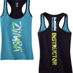 Zumba athletic teal/black racerback Zumba"logo on the front Racerback Tank Top M