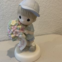 Precious Moments Boy With Flowers 