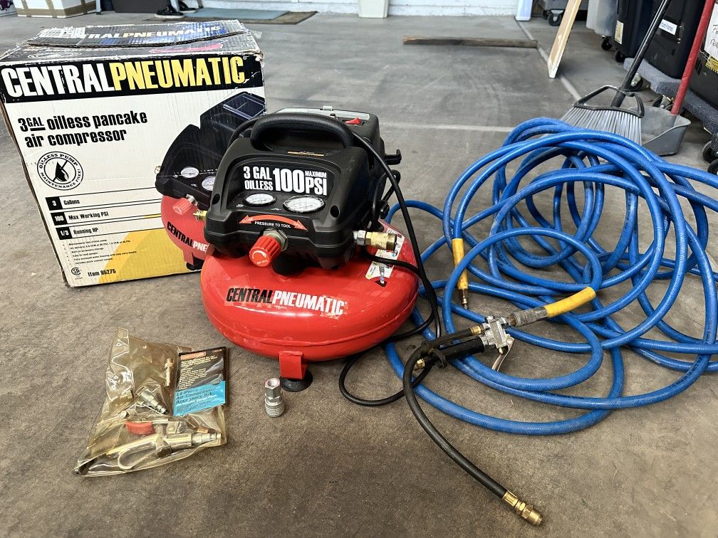3 Gallon Air Compressor With Hose And Accessories