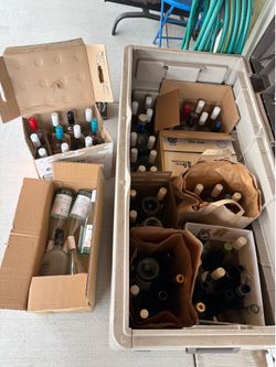 FREE clean, Empty Wine,  Liquor Bottles For Crafters Take What You Want