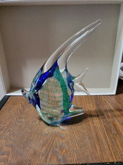 Vintage handmade art glass angelfish
