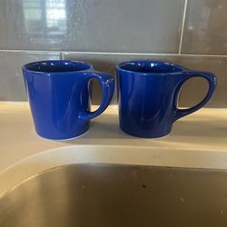 Set of 2 blue cobalt 16 oz coffee mugs