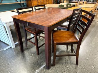ASHLEY Rustic Two Tone Counter Table w/ Hidden Leaf & 4 Chairs