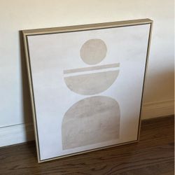 Minimal Neutral Abstract Print in Wood Frame