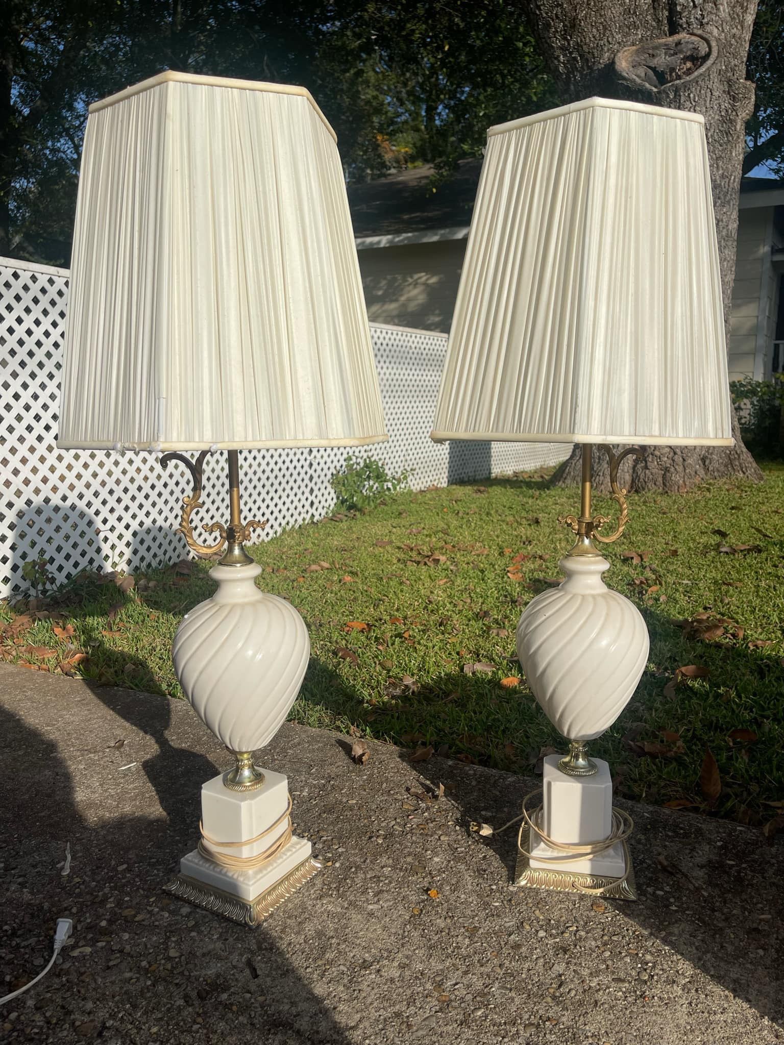 1960s Antique Milk Glass Marble Bottom Lamp